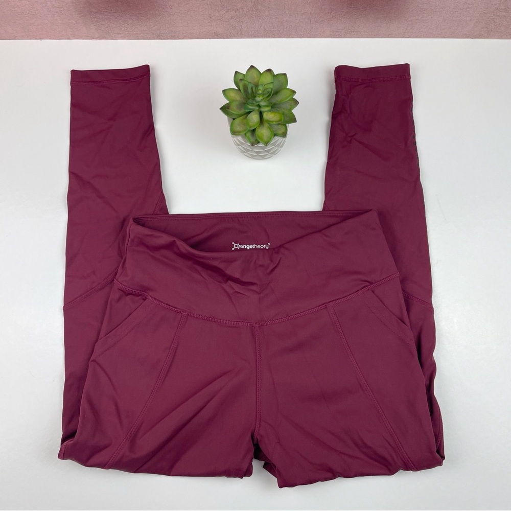 Orangetheory Solid Burgundy Red Leggings Workout Athletic Pants Women Medium